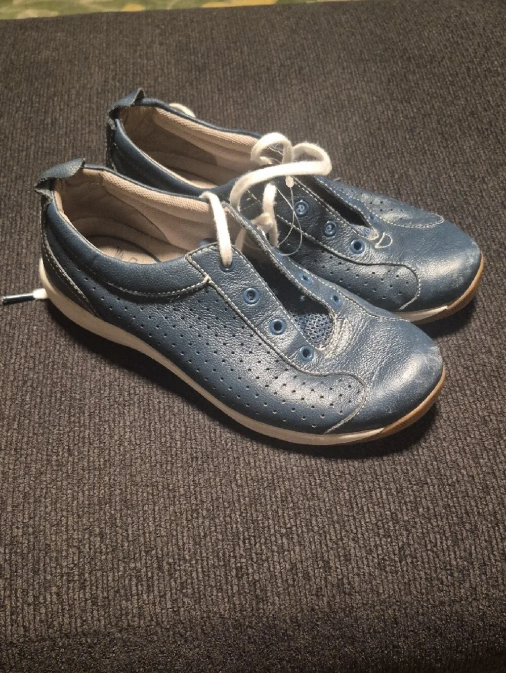 Dansko Perforated Leather Lace-Up Sneakers - Blue